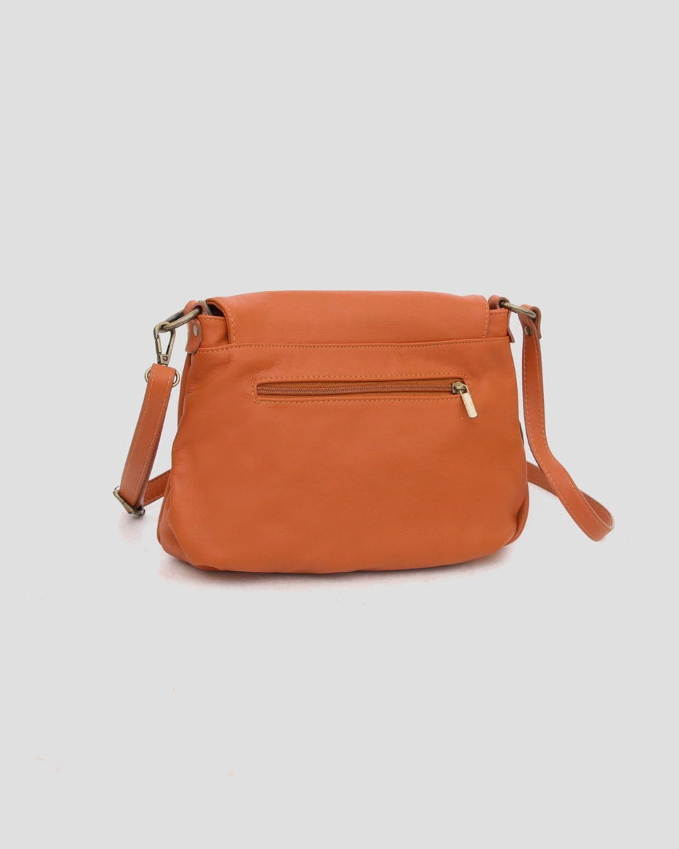 Camel Leather Messenger Bag for Women Blue Lemon Paris