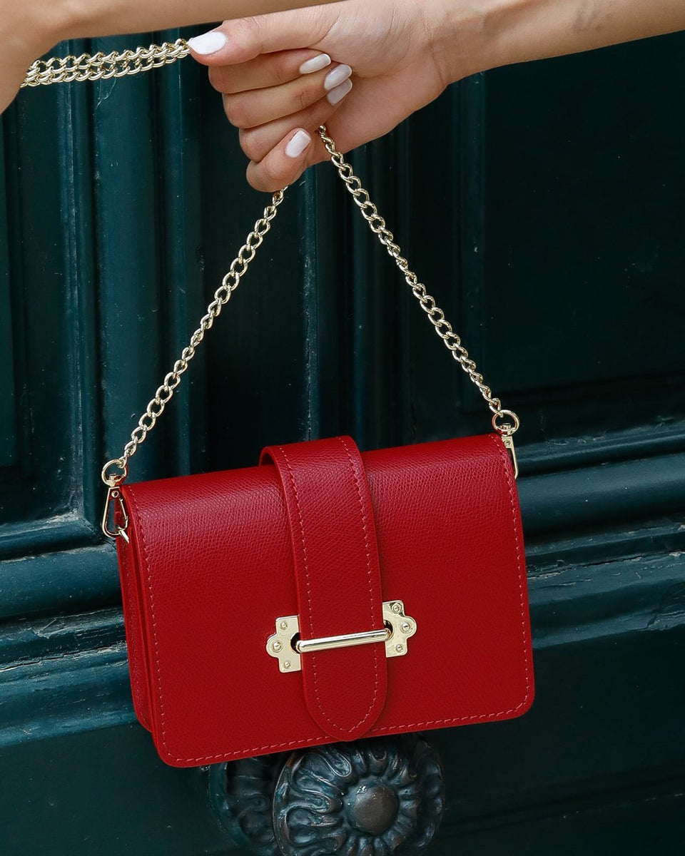 Red Bordeaux Leather Mini Bag for Women | Blue Lemon Paris