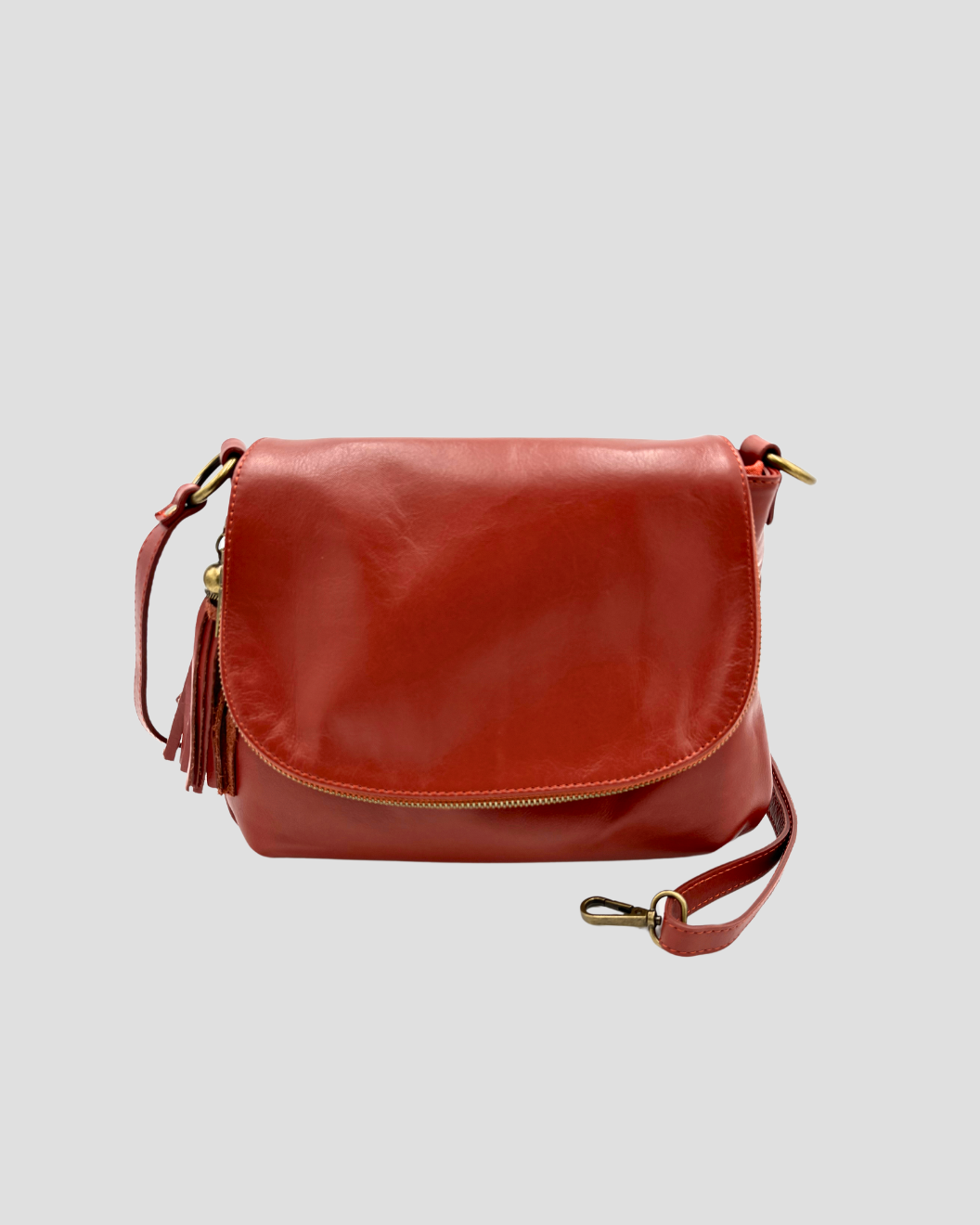 Dark Orange Leather Handbag for Women Blue Lemon Paris